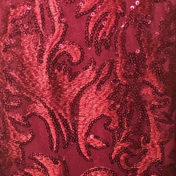 Adrianna Papell off the shoulder flounce red sequin dress - Picture 6 of 6